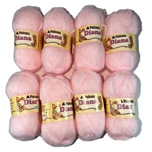 Patons DIANA Yarn 8 Skeins Pink 70% Acrylic/30% Nylon Worsted 680 Yards Total